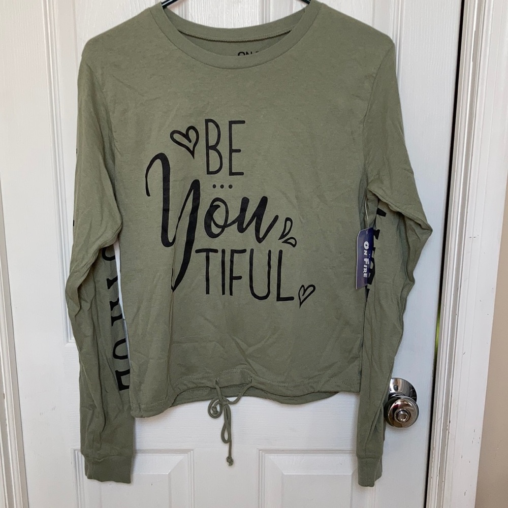 On Fire Sage Long Sleeve Crop NWT